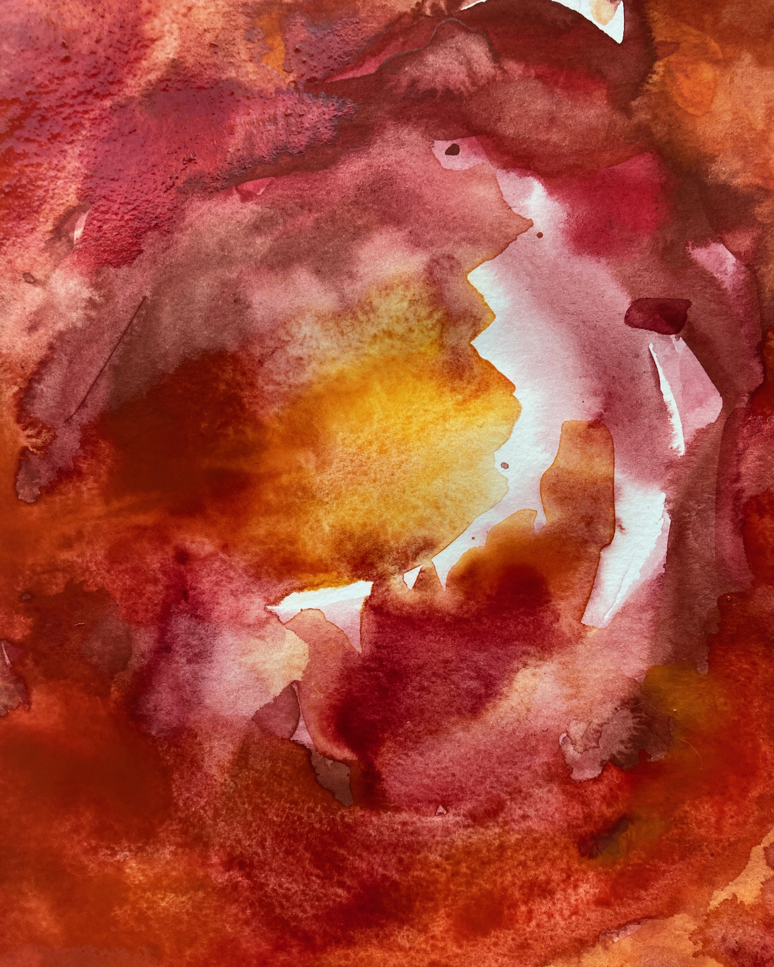 Ausschnitt eines Werkes von Patricia Gottbehüt — Aquarell in Rot und Orange