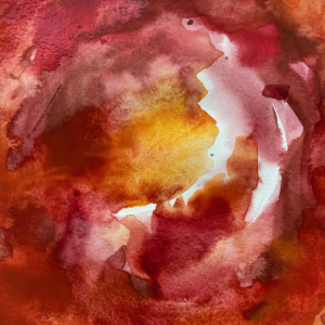 Abstraktes Aquarell in Rot und Orange
